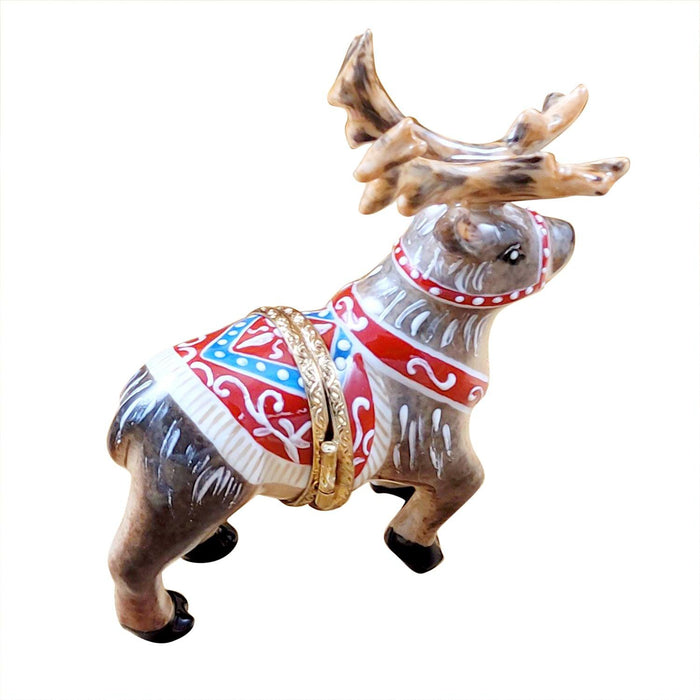 Reindeer Limoges Box for Holiday Cheer Porcelain Limoges xmas theme Limoges Box French Trinket Box
