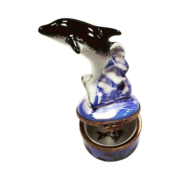 Fine art lovers will admire this Smaller Dolphin Limoges box