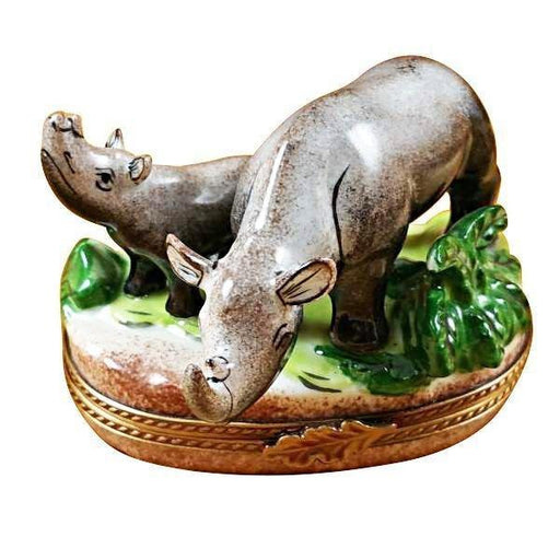 Rhino and Baby Limoges Box for Wildlife Lovers Porcelain Limoges Limoges Boxes wild animals French Trinket Box