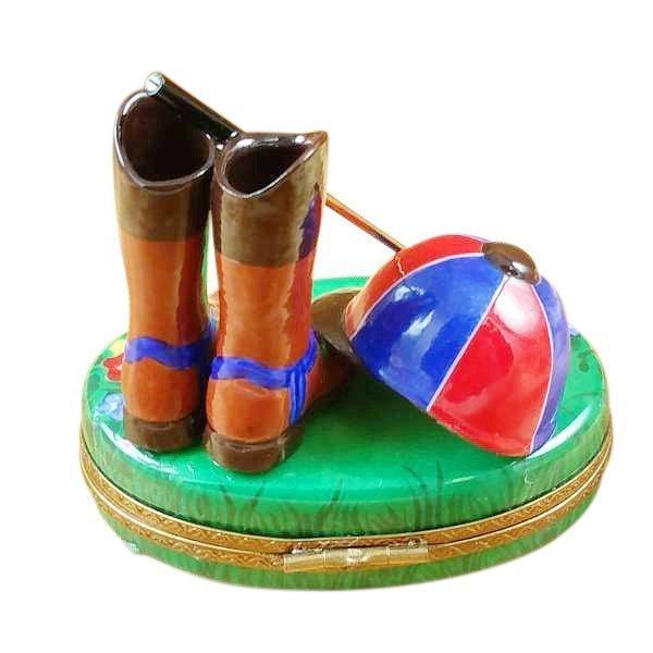 Riding Set Limoges Box for Equestrian Lovers Porcelain Limoges sports farm aminals French Trinket Box