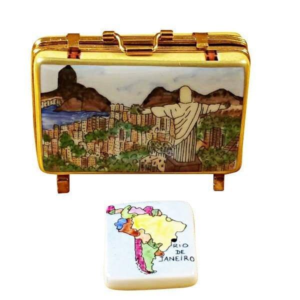 Rio Suitcase for Travel Enthusiasts Porcelain Limoges travel French Trinket Box