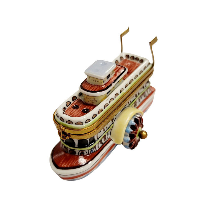 River Boat Limoges Box Porcelain Figurine-vehicle united states-CH3S303