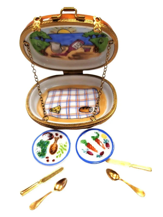 Romantic Picnic Limoges Box for Couples Porcelain Limoges Beach Love Valentine basket French Trinket Box