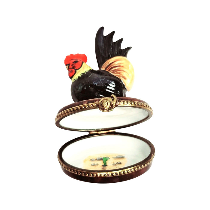 Rooster Nest Limoges Box for Nature Lovers Porcelain Limoges farm bird French Trinket Box