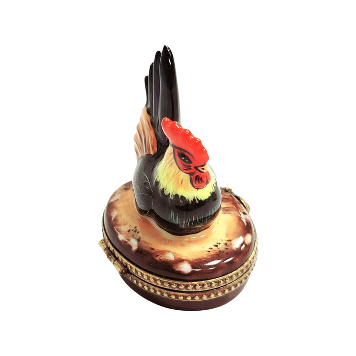 Rooster Nest Limoges Box for Nature Lovers Porcelain Limoges farm bird French Trinket Box