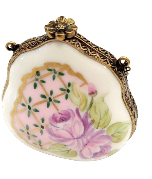 Rose Purse Limoges Box for Collectors Porcelain Limoges purse trinket box French Trinket Box
