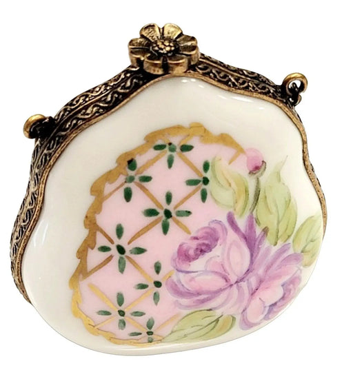 Rose Purse Limoges Box for Collectors Porcelain Limoges purse trinket box French Trinket Box