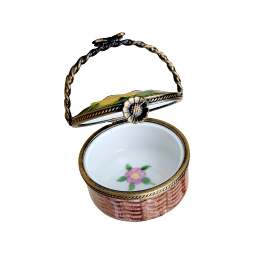 Round Floral Basket Limoges Box for Luxury Collectors Porcelain Limoges basket French Trinket Box