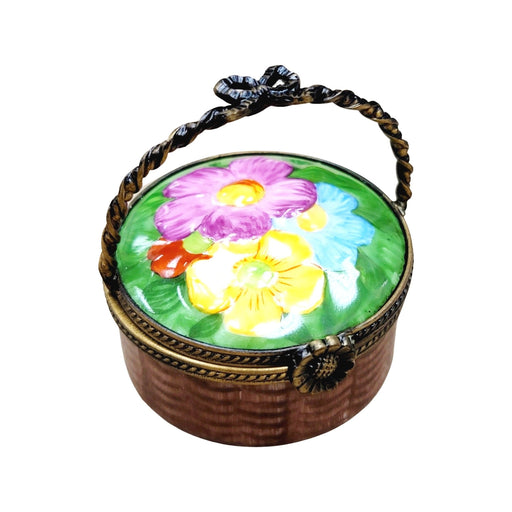 Round Floral Basket Limoges Box for Luxury Collectors Porcelain Limoges basket French Trinket Box