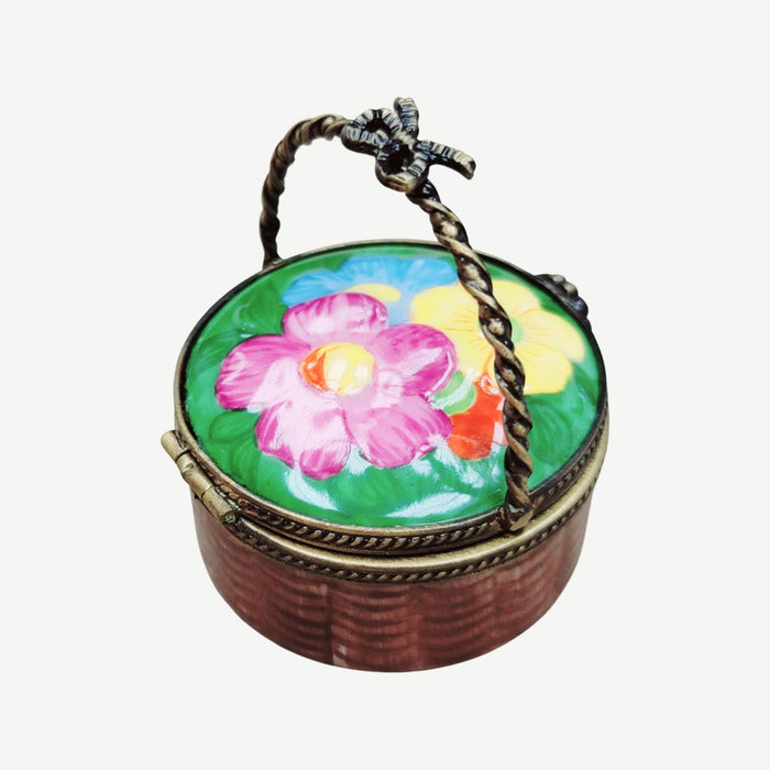 Round Flowers Basket-Garden flowers limoges boxes-CH6D177