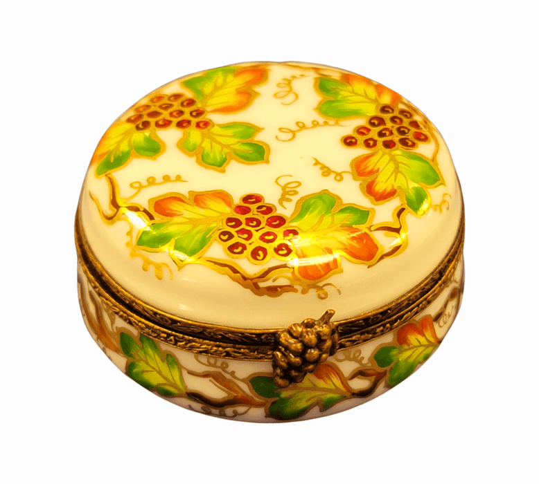 Round Grape Elegance Box for Collectors Porcelain Limoges round French Trinket Box