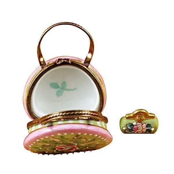 Round Purse Limoges Box for Collectors Porcelain Limoges purse limoges boxes French Trinket Box