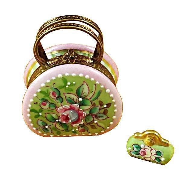 Round Purse Limoges Box for Collectors Porcelain Limoges purse limoges boxes French Trinket Box