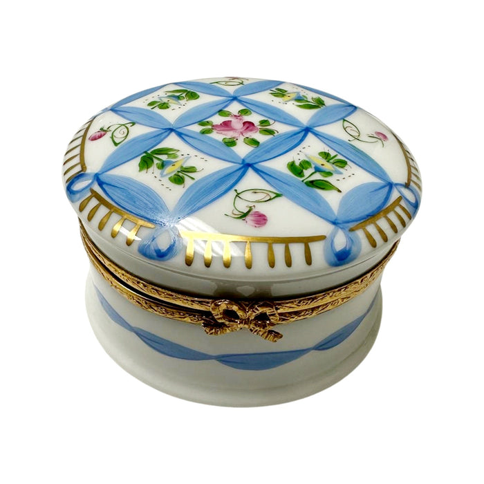 Round blue Pill-LIMOGES BOXES traditional-CH8C140