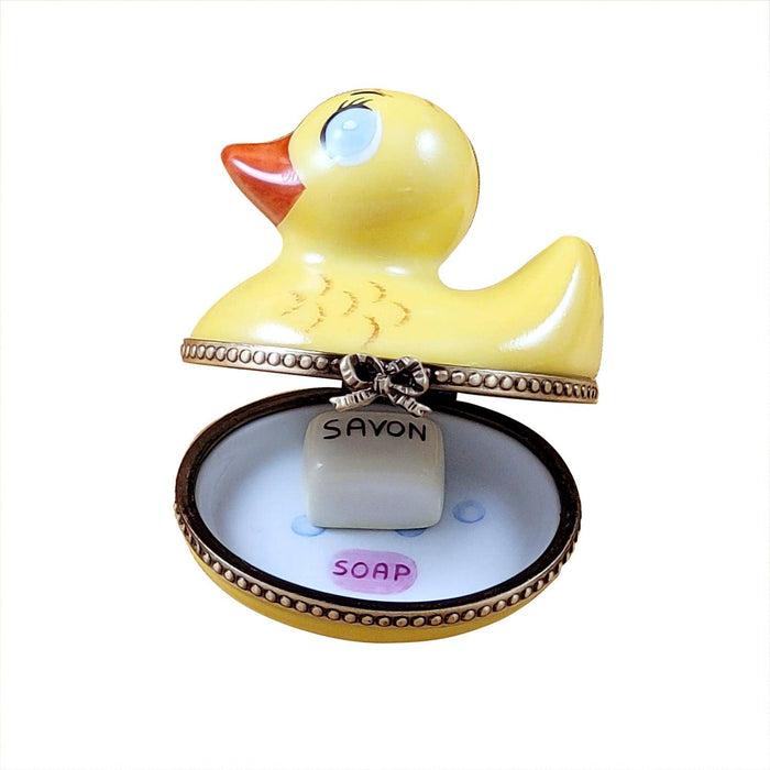 Rubber Duck Delight for Bath Lovers Porcelain Limoges baby bird French Trinket Box