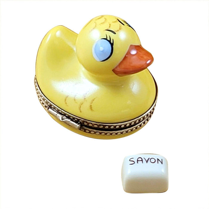 Rubber Duck Delight for Bath Lovers Porcelain Limoges baby bird French Trinket Box