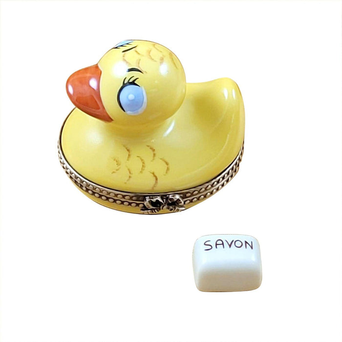 Rubber Duck Delight for Bath Lovers Porcelain Limoges baby bird French Trinket Box
