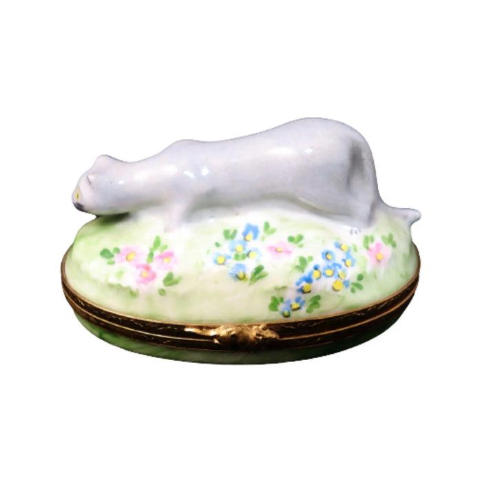 Russian Blue Limoges Box for Cat Lovers Porcelain Limoges cat cats French Trinket Box