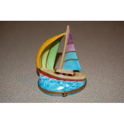 Sailboat Limoges Box for Nautical Collectors Porcelain Limoges boat beach ocean French Trinket Box