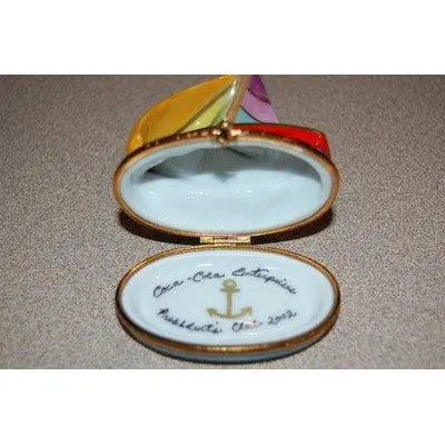 Sailboat Limoges Box for Nautical Collectors Porcelain Limoges boat beach ocean French Trinket Box