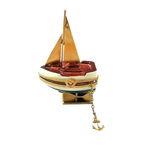 Sailboat Limoges Box for Nautical Enthusiasts Porcelain Limoges united boat travel boat patriotic French Trinket Box