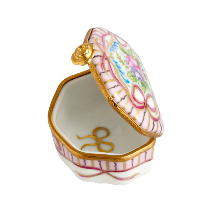 Sandra Recamier Pink Box for Elegant Decor Porcelain Limoges shaped French Trinket Box
