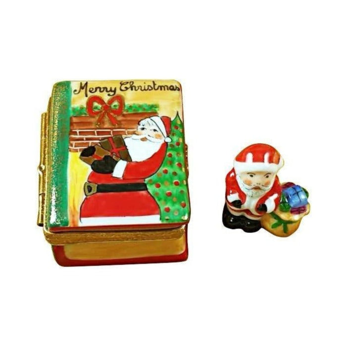 Santa Book with Removable Santa Limoges box painted by hand in Limoges, France, a gift to treasure