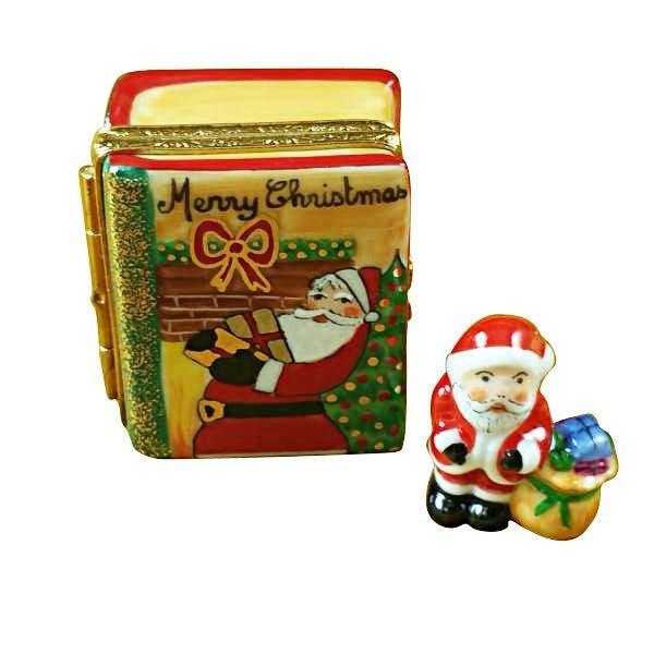 Santa Book Limoges Box for Holiday Decor Porcelain Limoges Santa book French Trinket Box