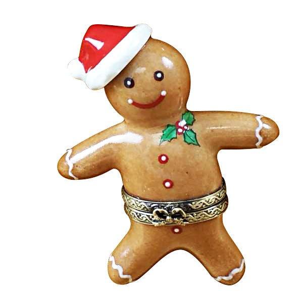 Santa Gingerbread Man for Holiday Collectors Porcelain Limoges xmas santa French Trinket Box