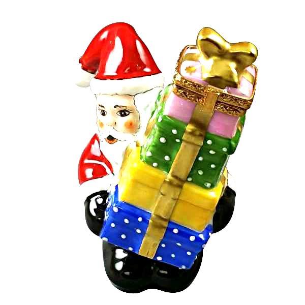 Santa Gift Box for Christmas Cheer Porcelain Limoges Santa Claus French Trinket Box