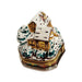 Santa On Cottage Roof for Holiday Cheer Porcelain Limoges santa christmas French Trinket Box