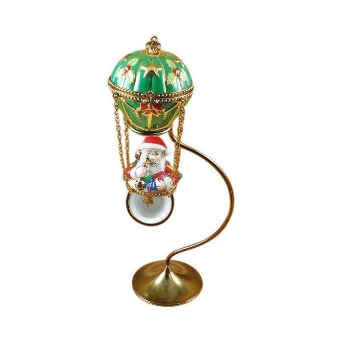 Gift idea for someone who loves France: Santa in Hot Air Balloon with Brass Stand Limoges box