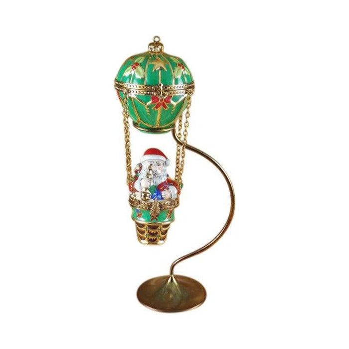 Limoges Boutique presents the Rochard Santa in Hot Air Balloon with Brass Stand