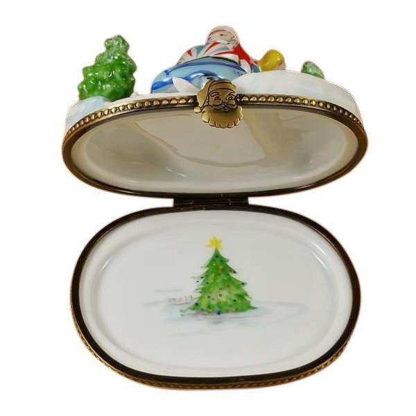 Santa on Snowmobile Limoges Box for Holiday Cheer Porcelain Limoges Santa vehicle French Trinket Box