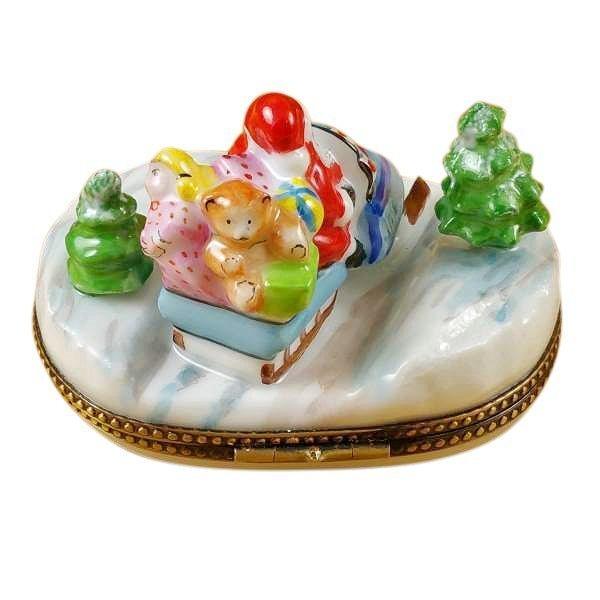 Santa on Snowmobile Limoges Box for Holiday Cheer Porcelain Limoges Santa vehicle French Trinket Box