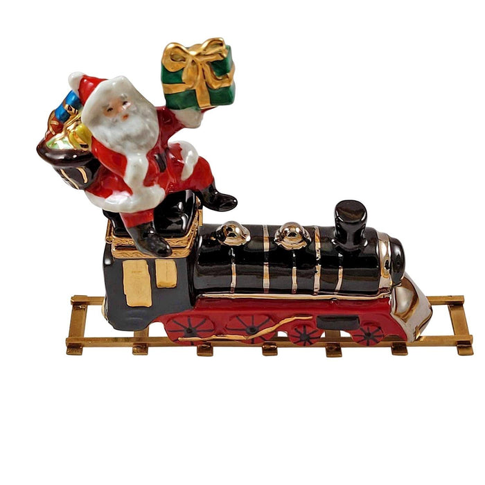 Santa Train Collectible for Christmas Porcelain Limoges Santa vehicle French Trinket Box