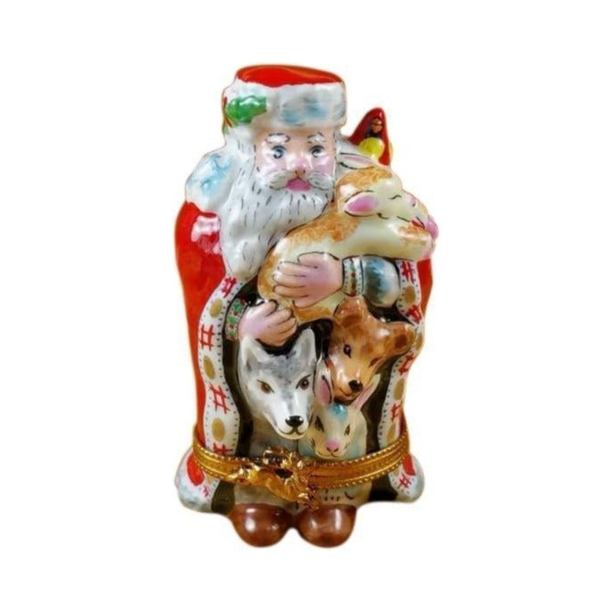 Santa with Animals by Rochard, an authentic French Limoges box for Christmas from Limoges Boutique
