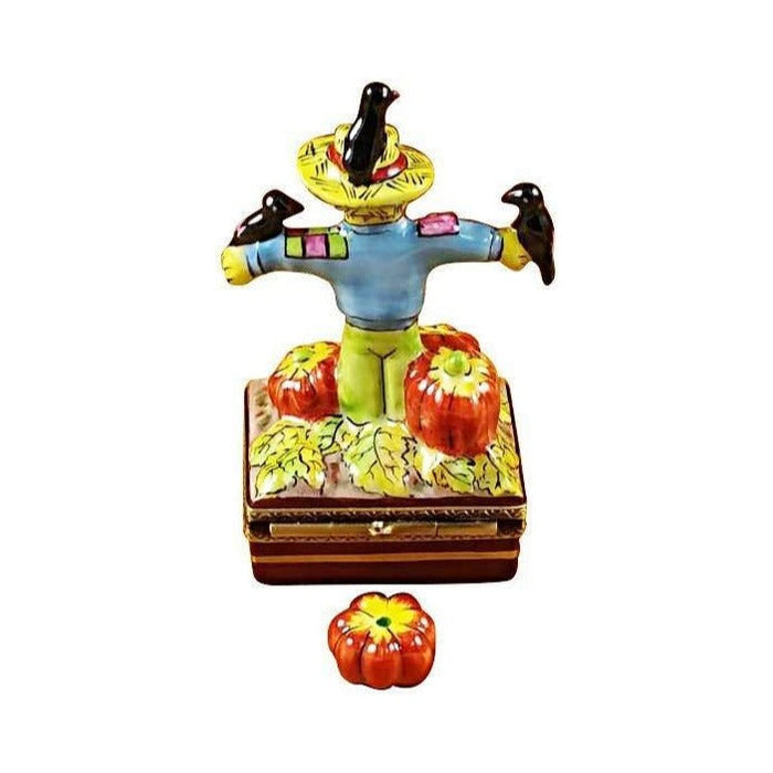 Painted details on the Scarecrow Limoges box, French art in miniature