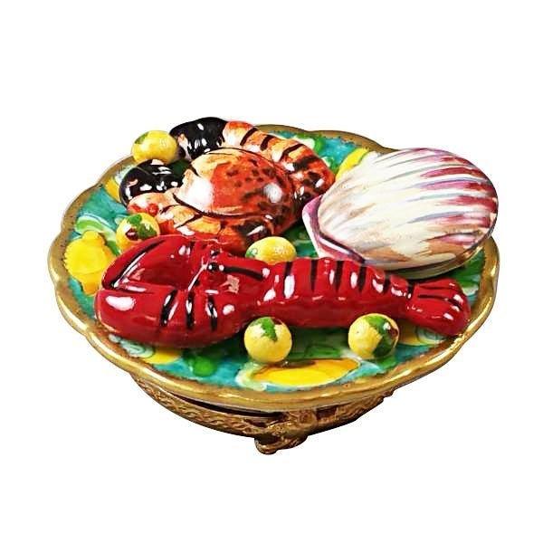 Seafood Platter Limoges Box for Collectors Porcelain Limoges Food Ocean Beach French Trinket Box