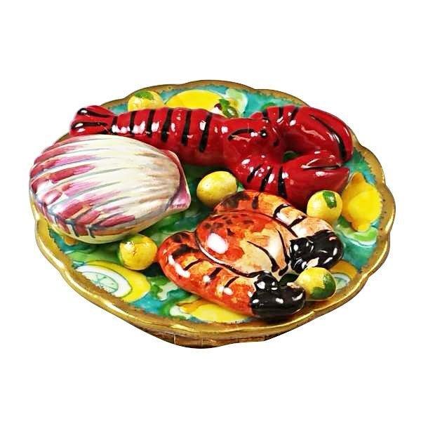 Seafood Platter Limoges Box for Collectors Porcelain Limoges Food Ocean Beach French Trinket Box