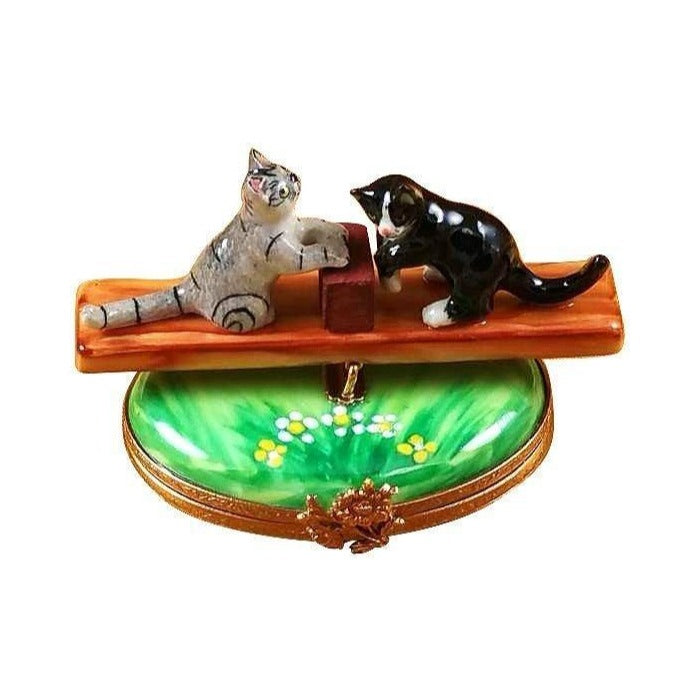 See Saw Cats Limoges box painted by hand in Limoges, France, a gift to treasure