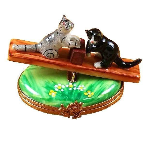 See Saw Cats for Cat Lovers Porcelain Limoges cat siamese baby French Trinket Box