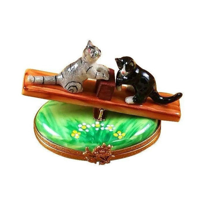 Authentic Rochard See Saw Cats Limoges box, hand-painted in France, from Limoges Boutique