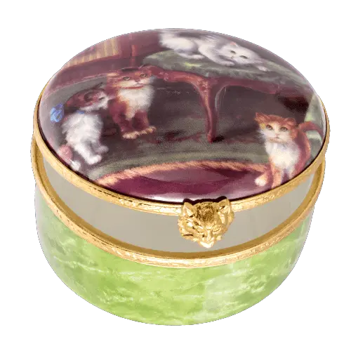 Kittens Delight for Cat Lovers Porcelain Limoges cat cats French Trinket Box