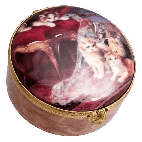 Kittens Delight for Cat Lovers Porcelain Limoges cat cats French Trinket Box