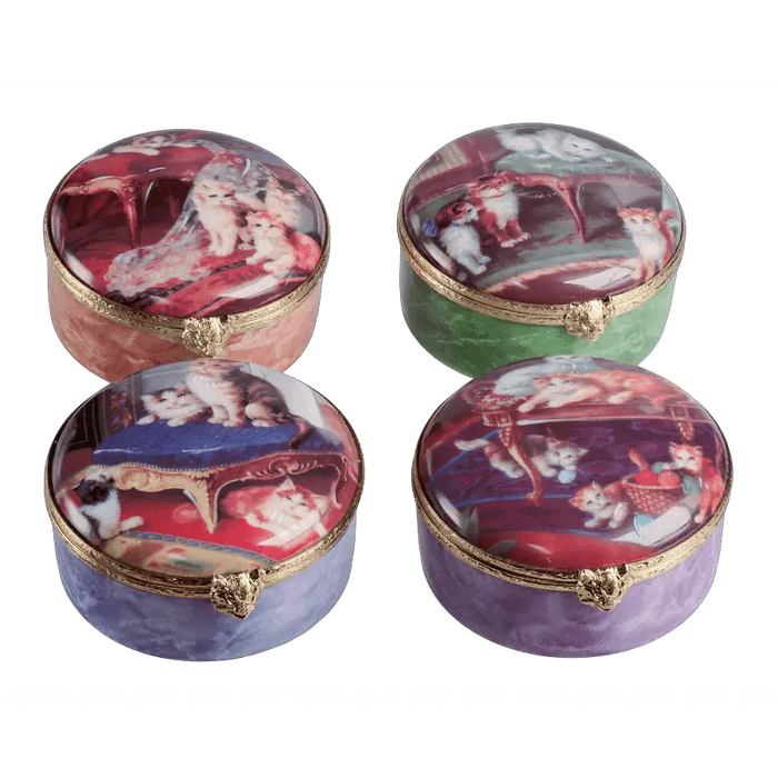 Kittens Delight for Cat Lovers Porcelain Limoges cat cats French Trinket Box