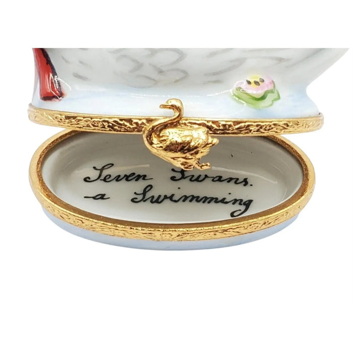 Seven Swans A-Swimming Limoges Box for Holiday Gifting Porcelain Limoges xmas theme French Trinket Box