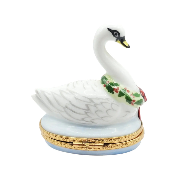 Seven Swans A-Swimming Limoges Box for Holiday Gifting Porcelain Limoges xmas theme French Trinket Box