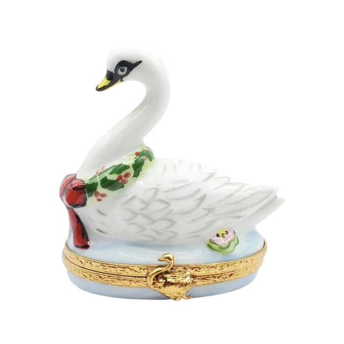 Seven Swans A-Swimming Limoges Box for Holiday Gifting Porcelain Limoges xmas theme French Trinket Box