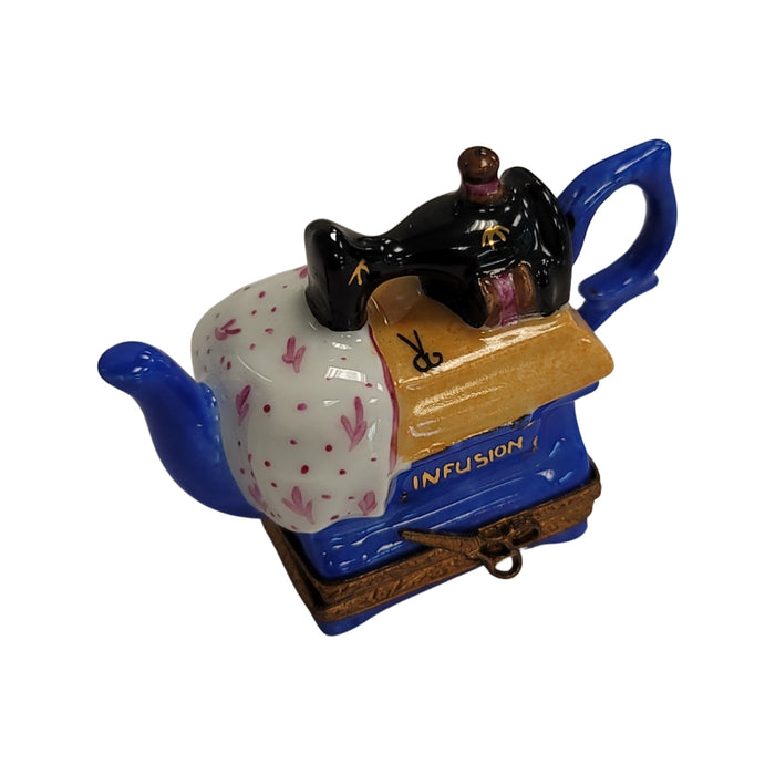 Sewing Machine Teapot for Tea Lovers Porcelain Limoges Home China French Trinket Box